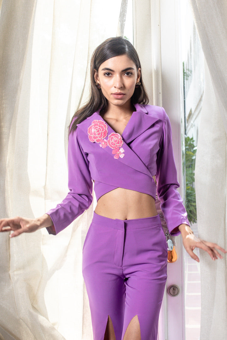 Lavender Crop Blazer Set