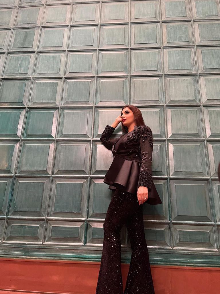 Inayat Trehan in our black hand embroidered blazer set