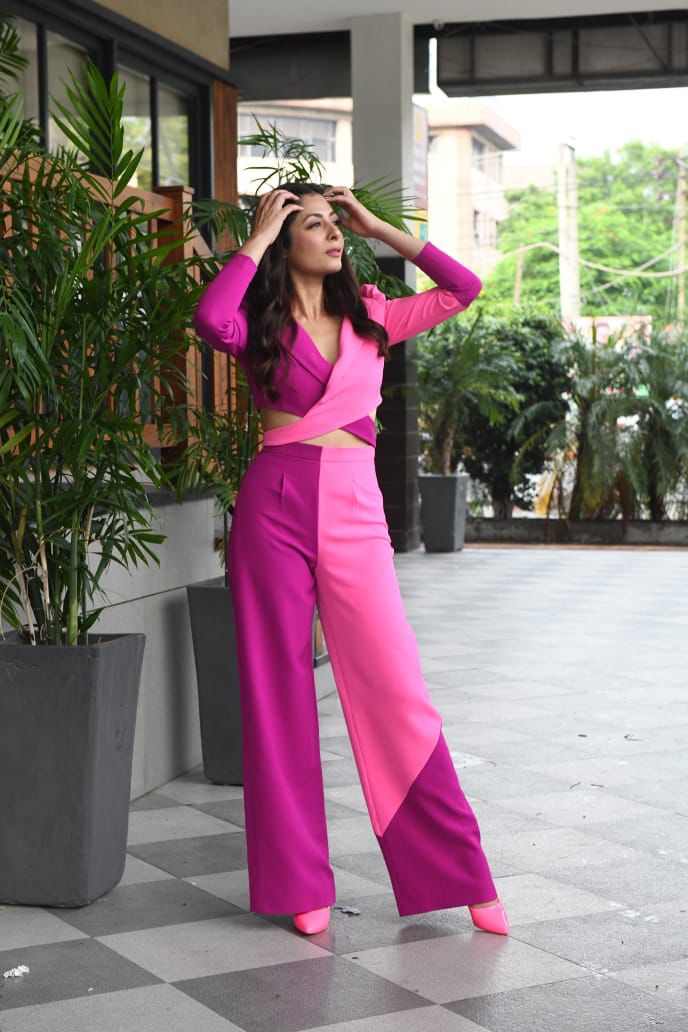 Sukhmani Sadana - Pink color block co-ord set