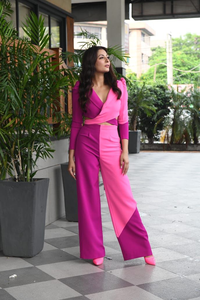 Sukhmani Sadana - Pink color block co-ord set