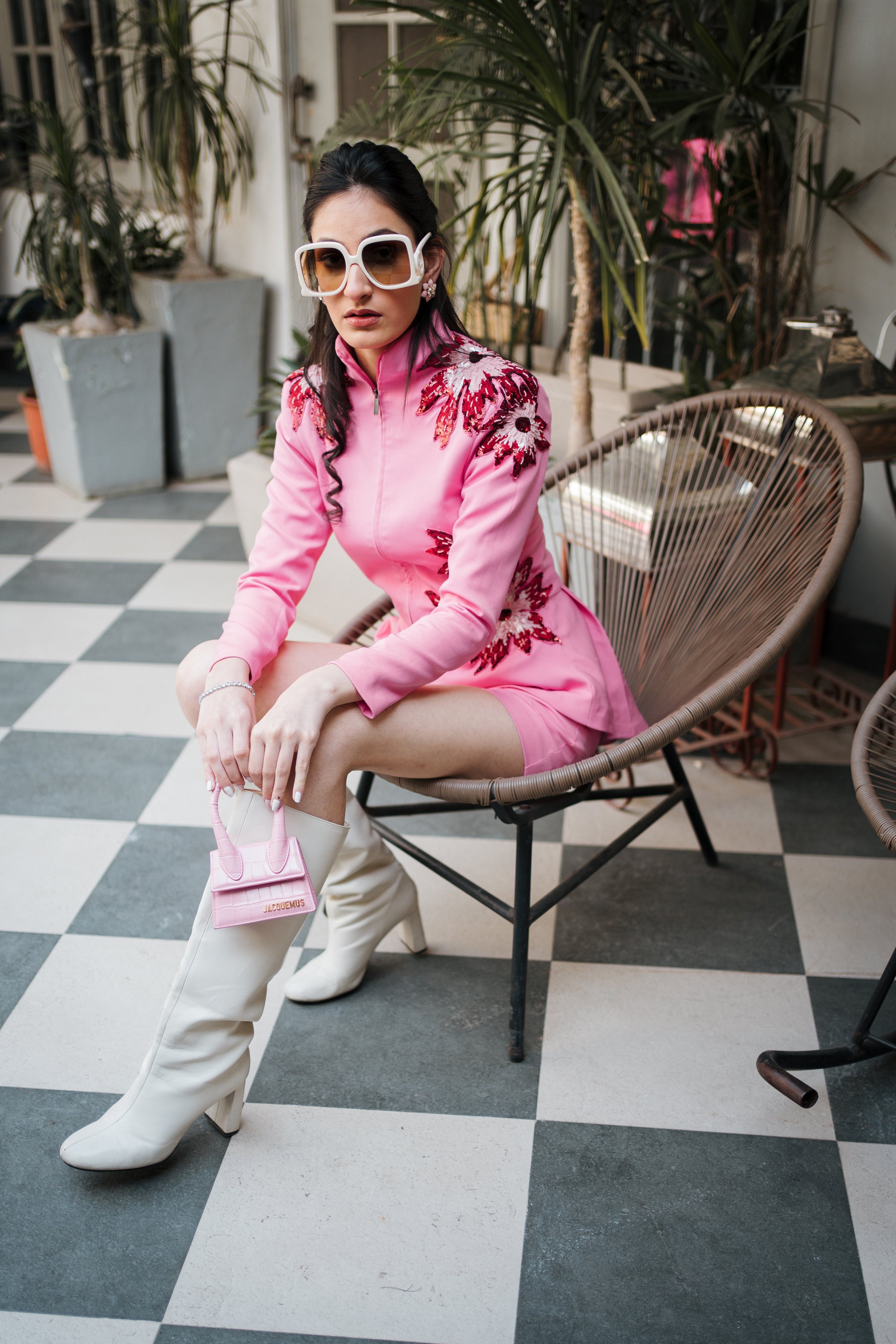 Pink hand embroidered Blazer set