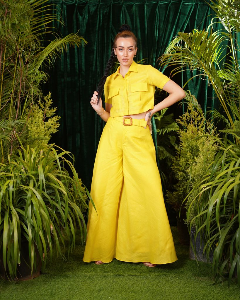 Yellow Linen Flared Co-ord