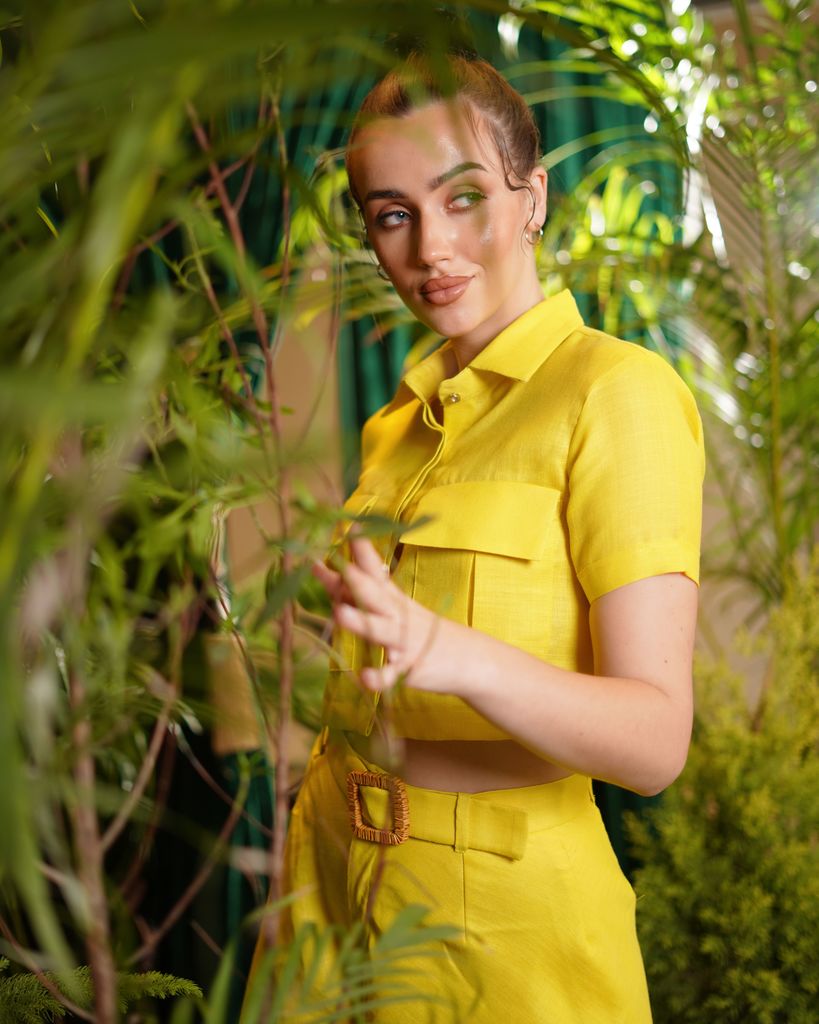 Yellow Linen Flared Co-ord