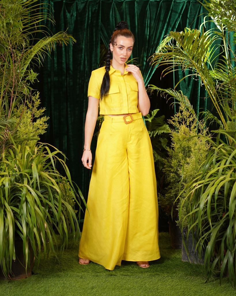 Yellow Linen Flared Co-ord