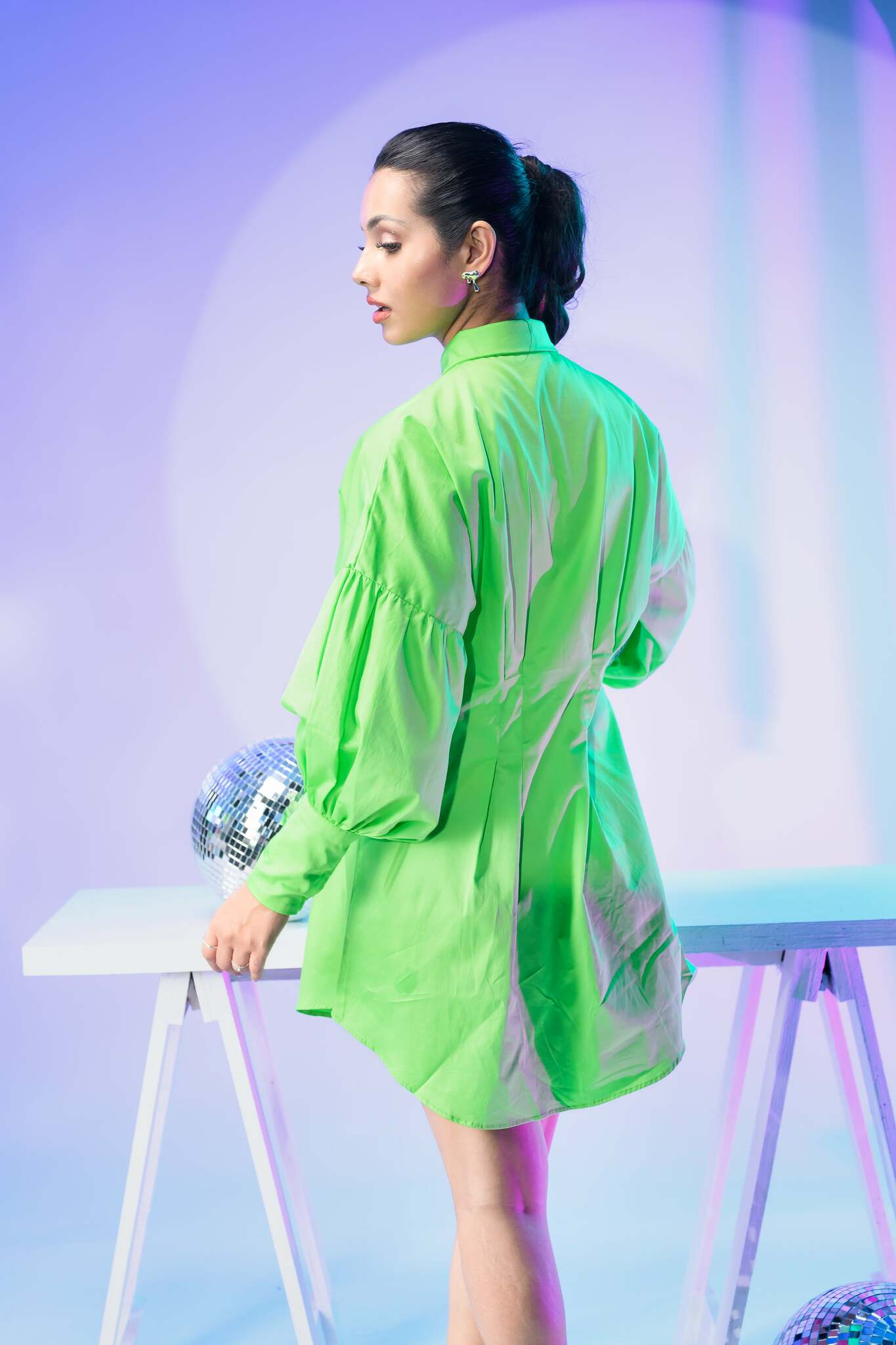 Green cotton shirt dress