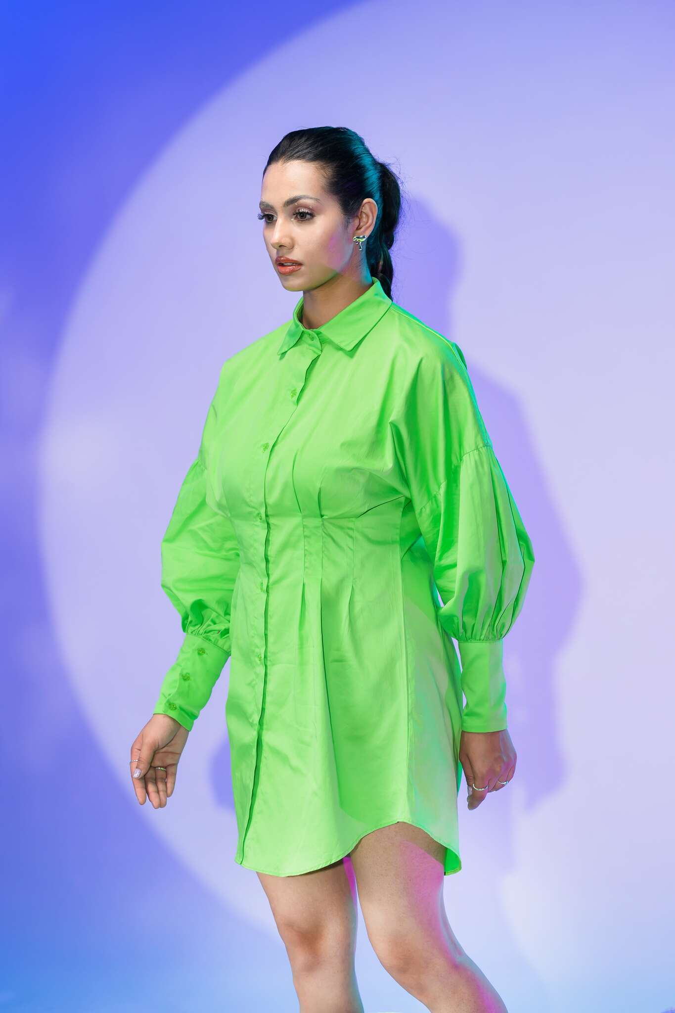 Green cotton shirt dress