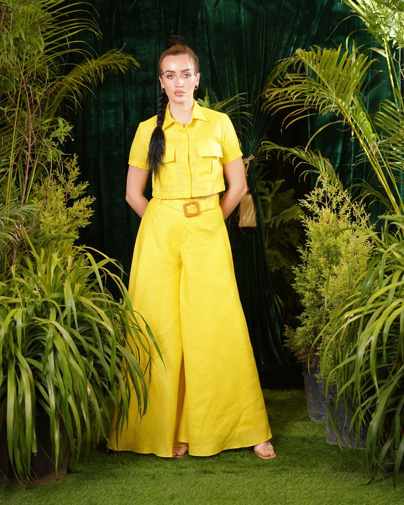 Yellow Linen Flared Co-ord